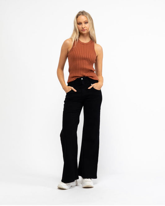 Paper Heart Denim Pants - Black