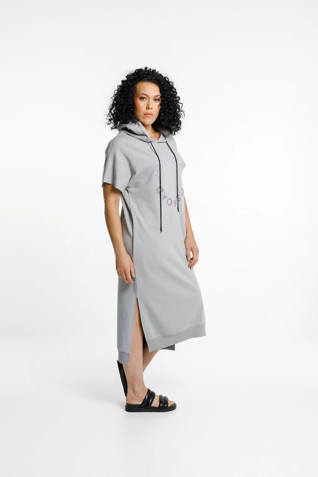 Rose Road - CRUZ DRESS -Pewter with Cyber Purple/Violet Circular