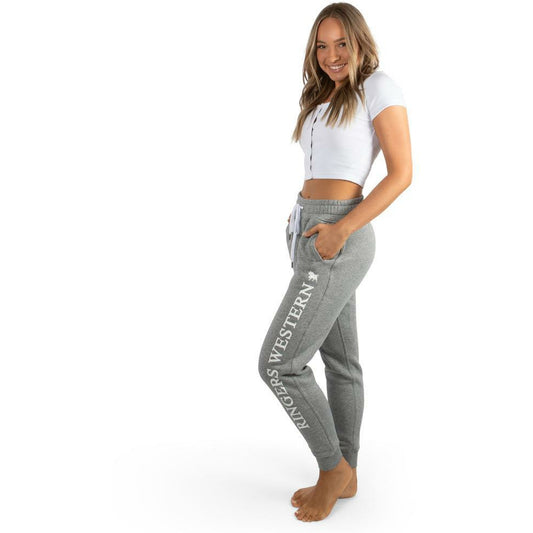 Ringers Western - Iluka Womens Trackpants - Grey Marle with White Print