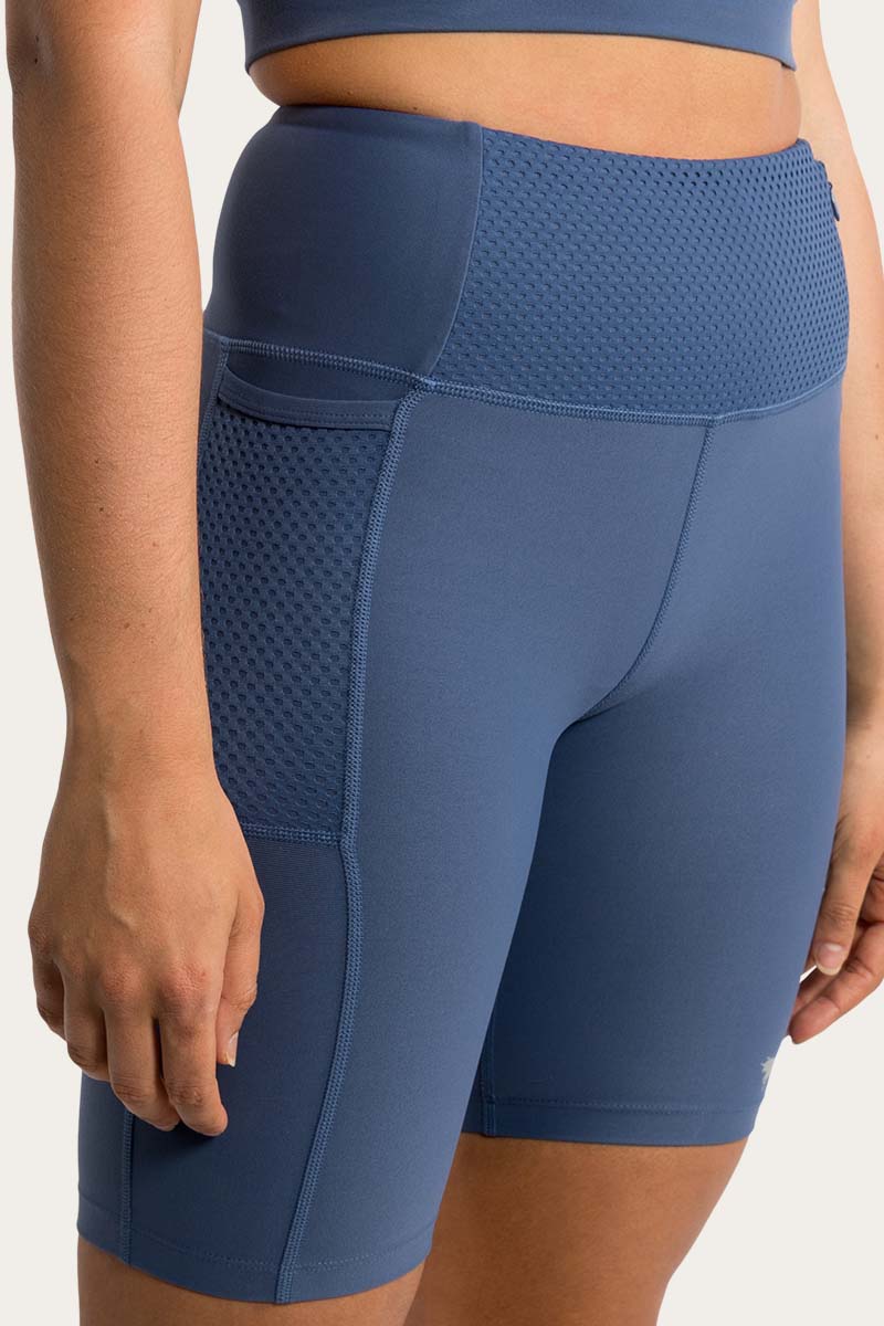 Ringers Western Camryn Womens High Rise Bike Shorts - Blue Indigo