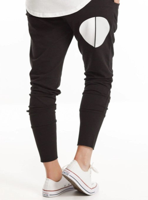 Home Lee - Apartment Pant Black with White/Grey Cut Circle Dot