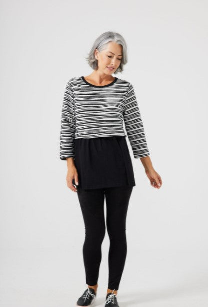 Brave + True - Burrows Top | Black White Stripe