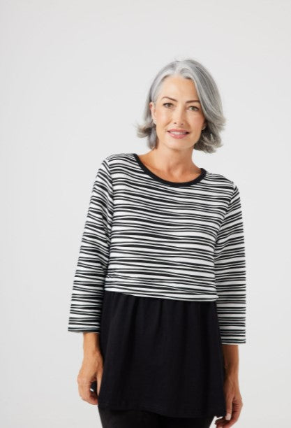 Brave + True - Burrows Top | Black White Stripe