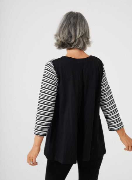 Brave + True - Burrows Top | Black White Stripe