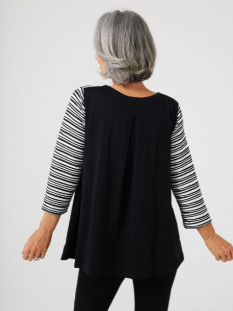 Brave + True - Burrows Top | Black White Stripe