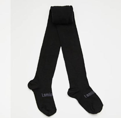 Lamington | Merino Wool Flat Knit Plain Tights - Black