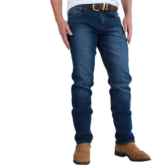 Ringers Western - Burke Mens Jean Tapered Slim Leg Mid Blue