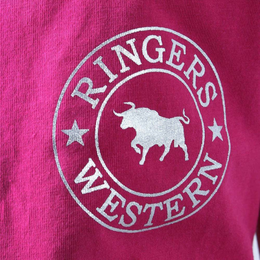 Ringers Western - Signature Bull Kids Classic T-Shirt - Magenta with Silver Print