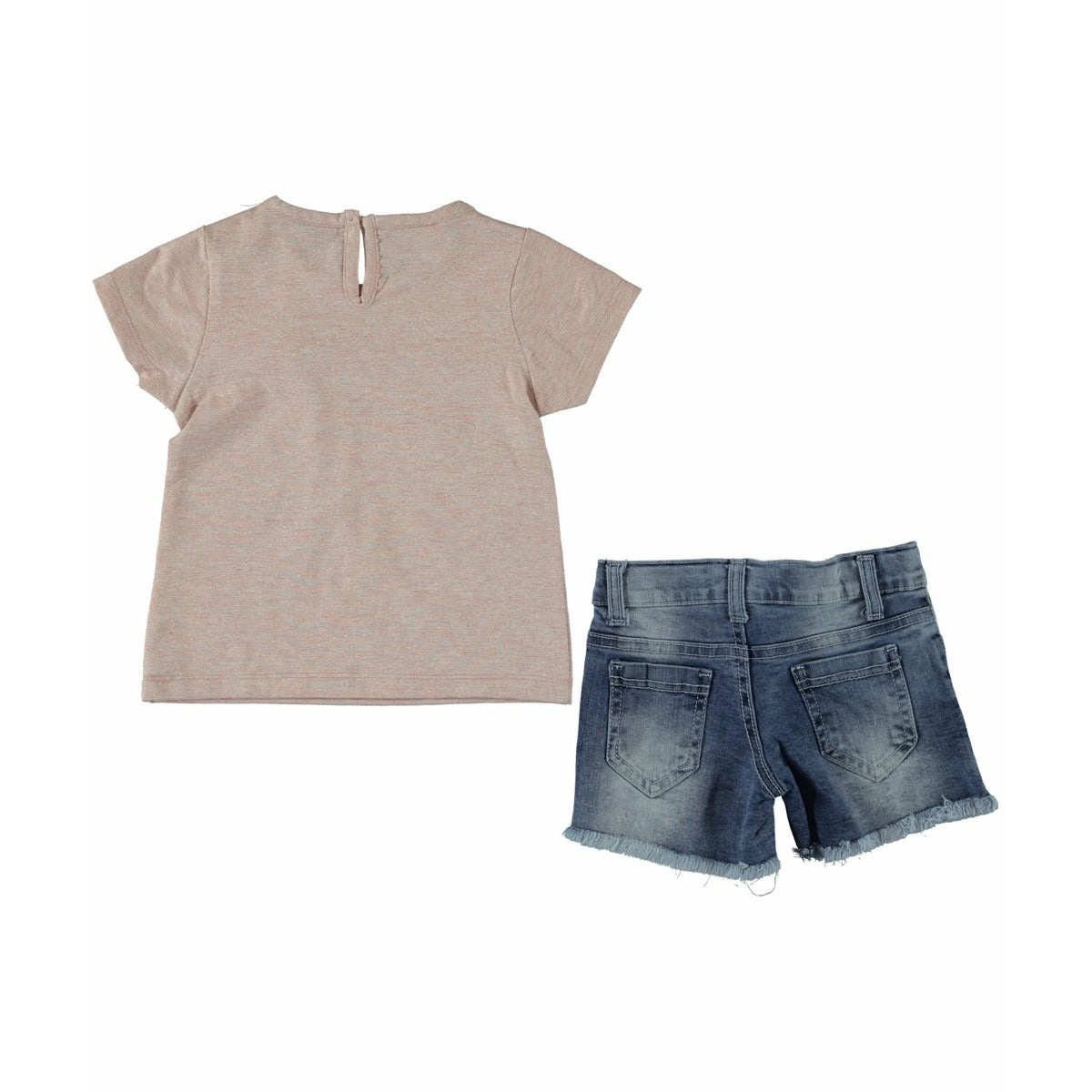 Sani - Girls Pink Glitter Top & Denim Short