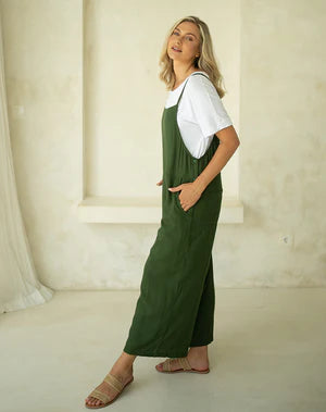 FREEZ - Rayon Overalls | Olive