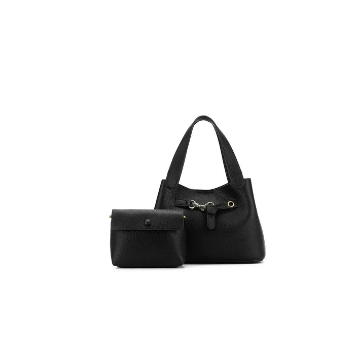 Black Caviar | Brielle Black 2 Piece Top Handle Handbag Set