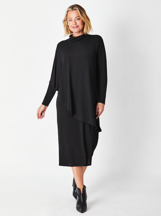 Cordelia St | Cape Midi Dress - Black