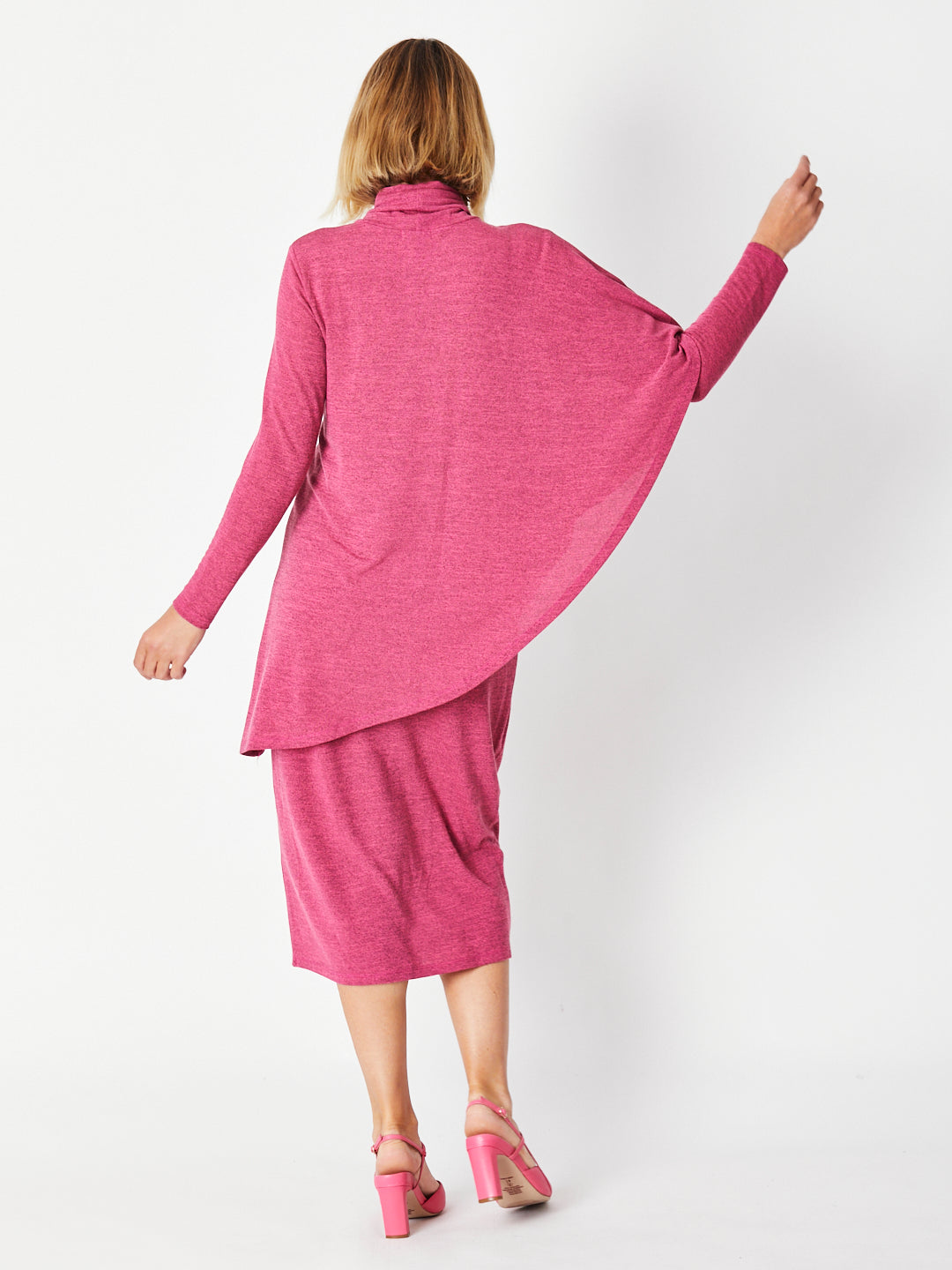 Cordelia St | Cape Midi Dress - Hot Pink