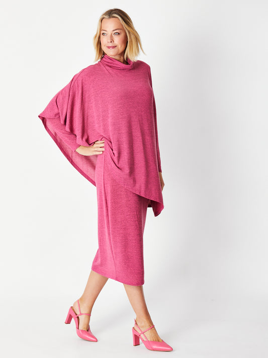 Cordelia St | Cape Midi Dress - Hot Pink