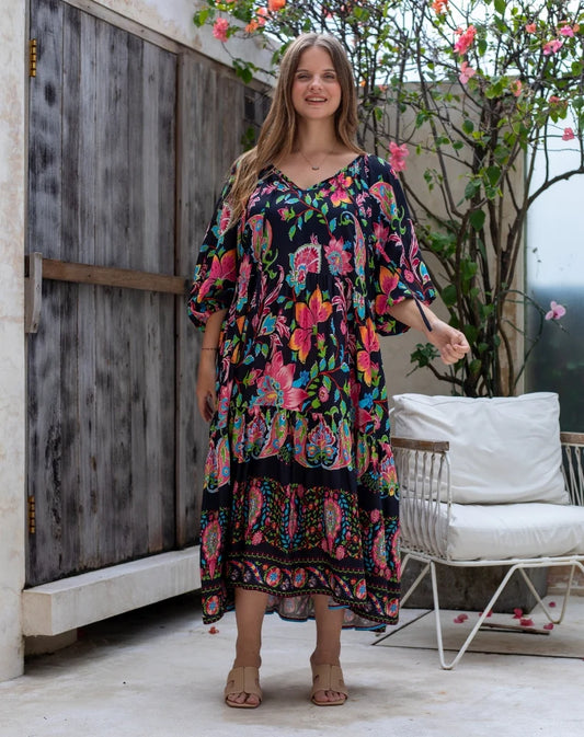 Bee Maddison JACINTA DRESS - BLACK FLORAL