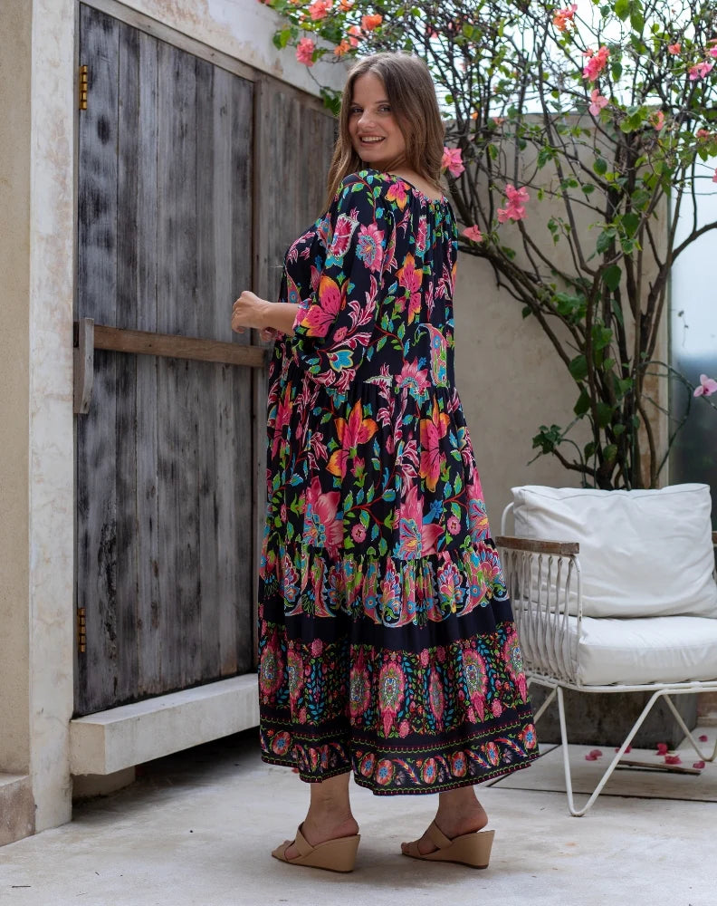 Bee Maddison JACINTA DRESS - BLACK FLORAL