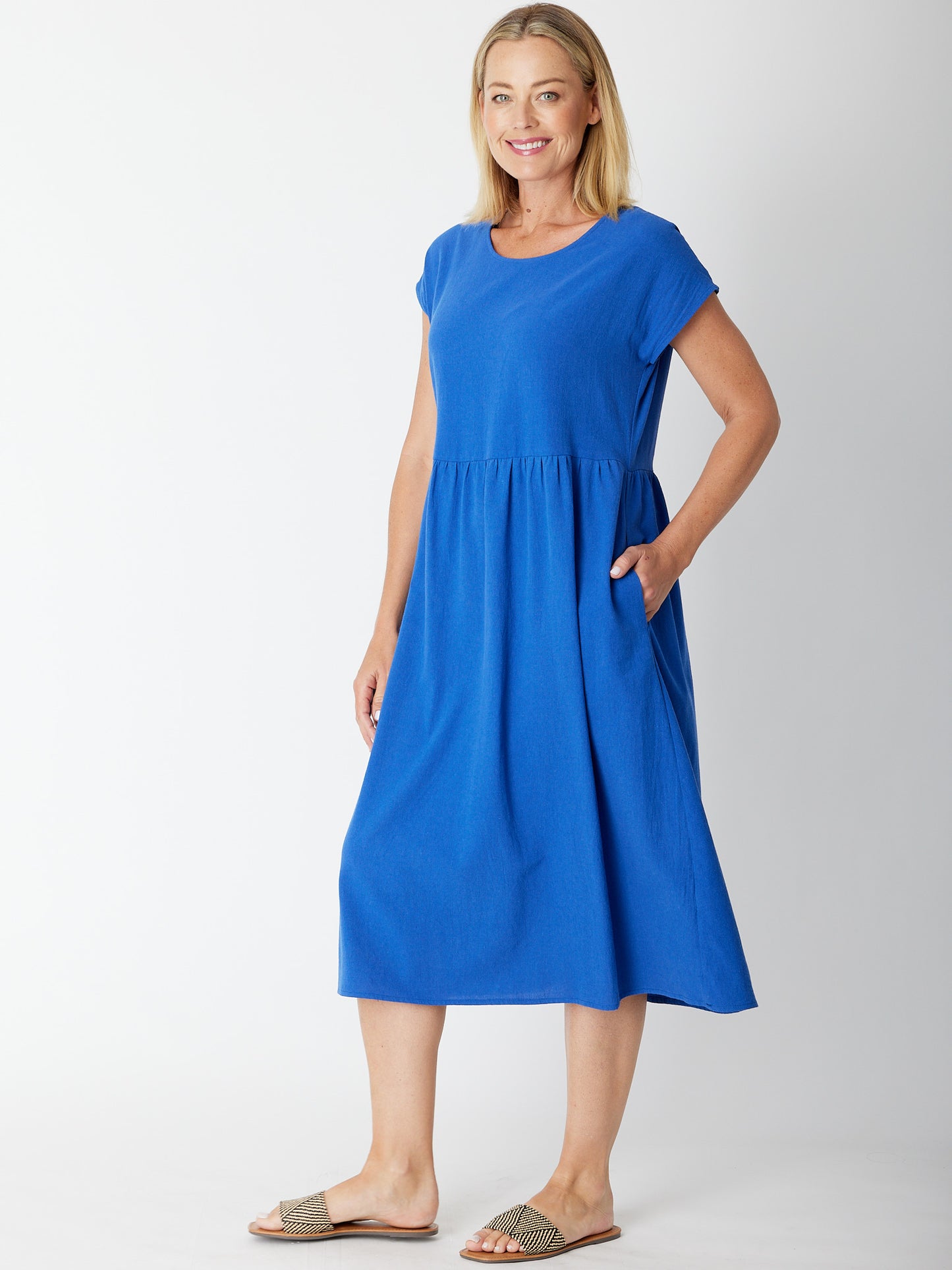 Cordelia St | Upcycle Cotton Doll Dress - Royal Blue