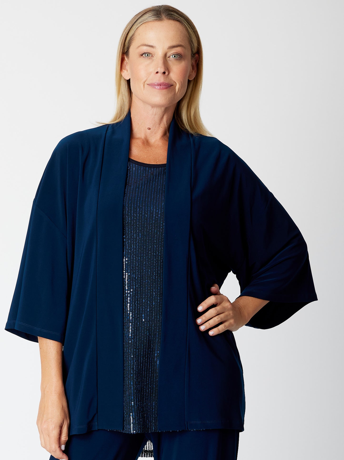 Cordelia St | Kimono Jersey Jacket - Navy