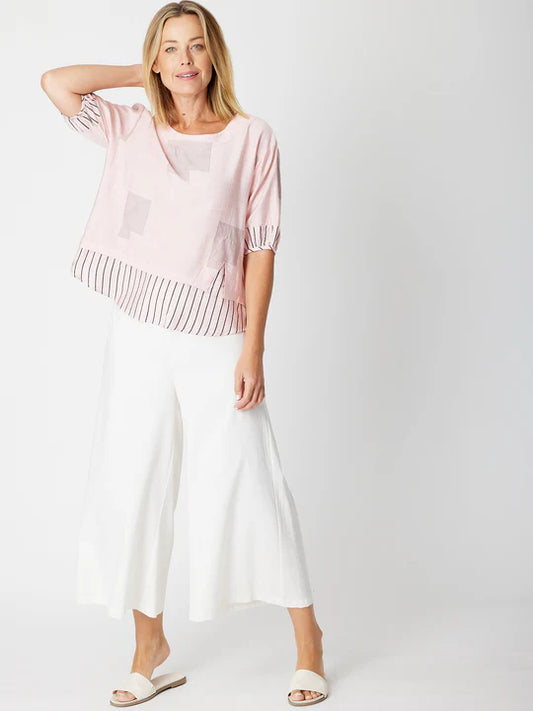 Cordelia St | Mix Print Top - Blush/black