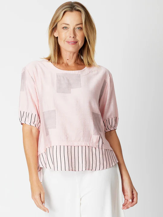 Cordelia St | Mix Print Top - Blush/black