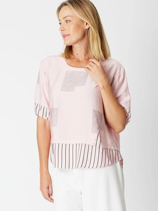 Cordelia St | Mix Print Top - Blush/black