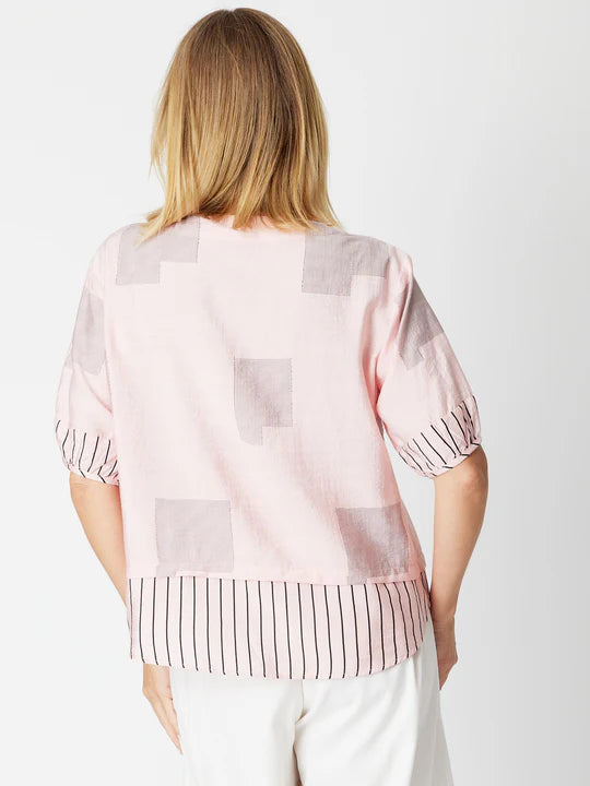 Cordelia St | Mix Print Top - Blush/black