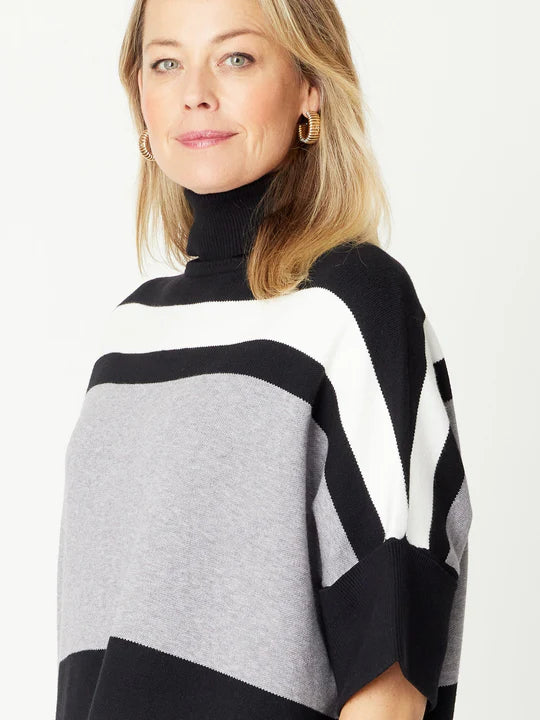 Cordelia St | Stripe Polo Long Knit - Black/White
