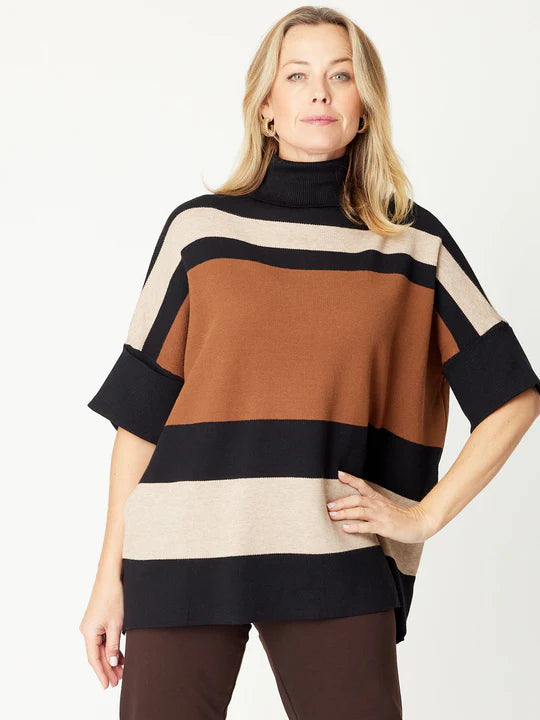 Cordelia St | Stripe Polo Long Knit - Coffee