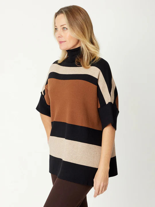 Cordelia St | Stripe Polo Long Knit - Coffee