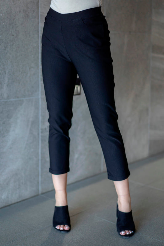 Elastic Fold Hem Pant - Black