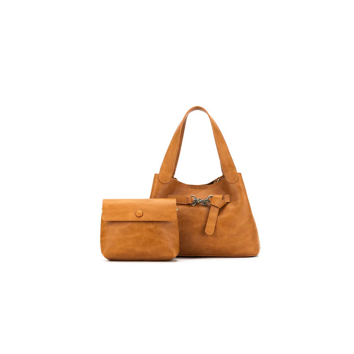 Black Caviar | Brielle Tan 2 Piece Top Handle Handbag Set