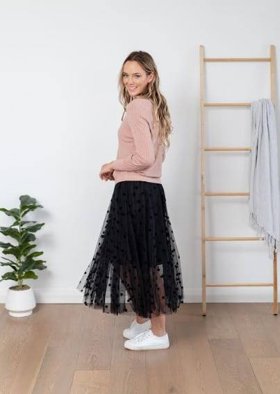Fria | Clover Mesh Skirt - Black