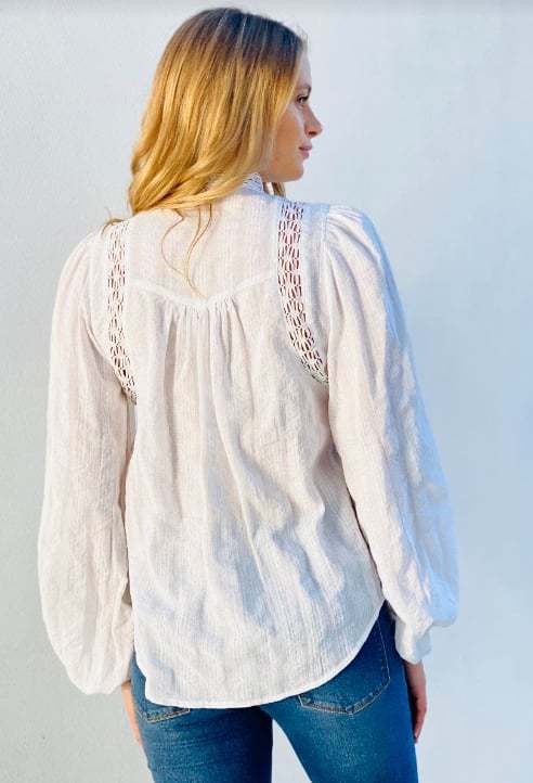 Spicy Sugar | Lace Cotton Blouse - White