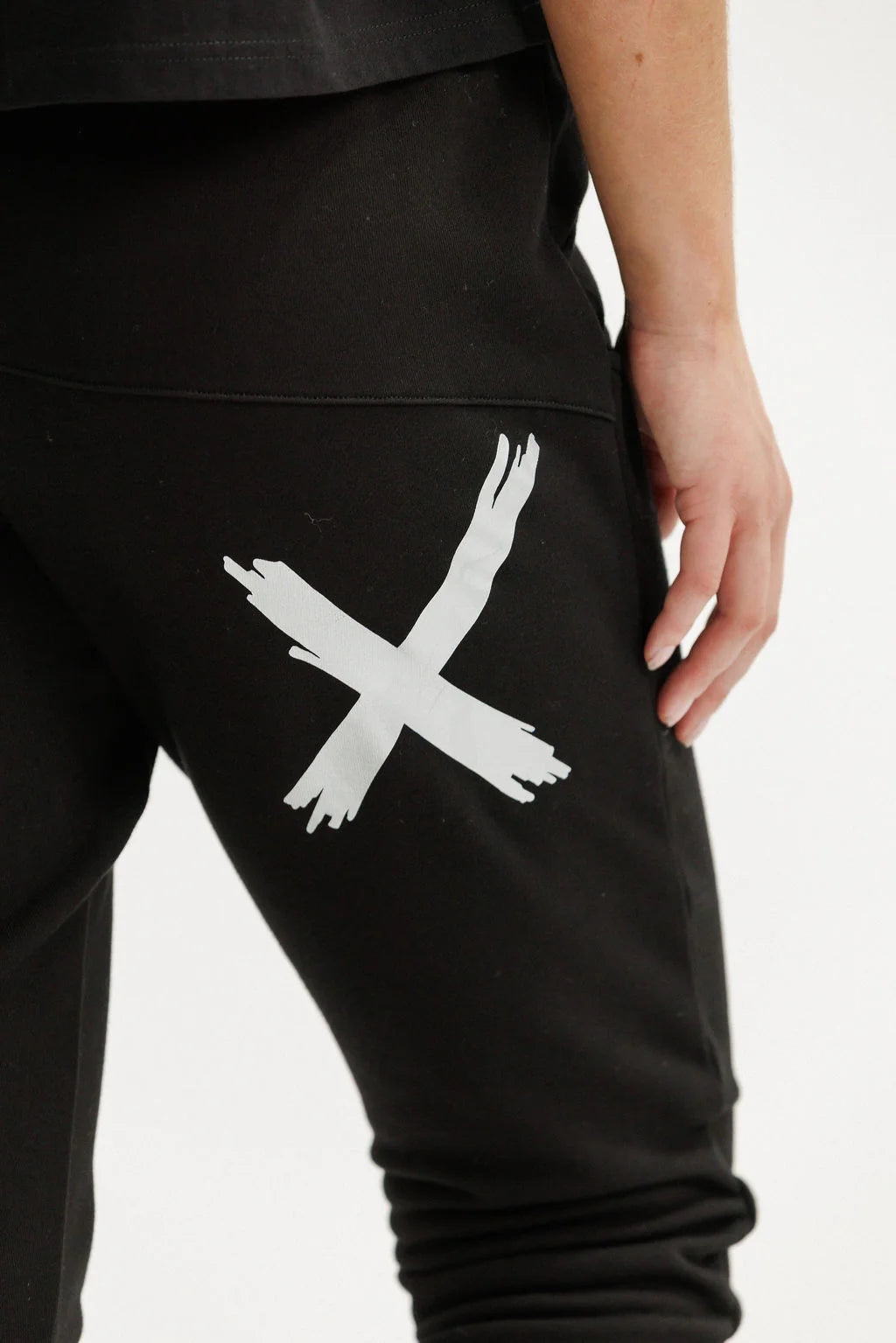 Homelee Apartment Pants - Alpine Weight - Black with Silver X and Striped Cuffs