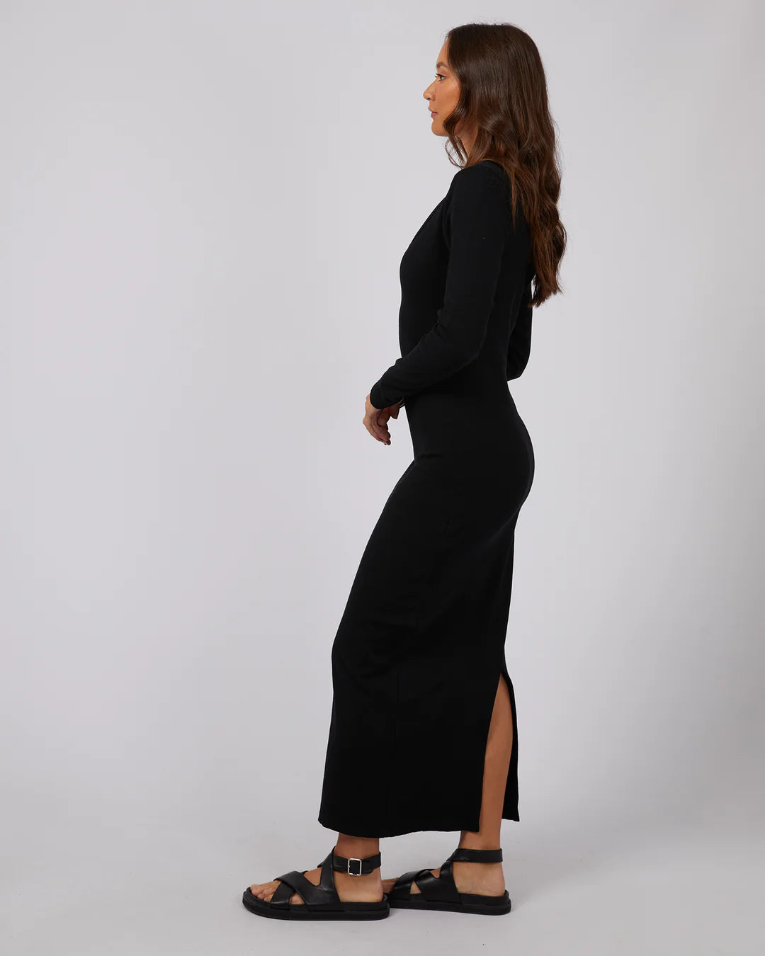 Silent Theory - Hazel L/S Maxi Dress | Black