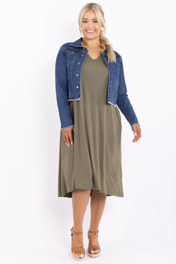 PQ Collection - Frayed Denim Jacket | Dark Blue