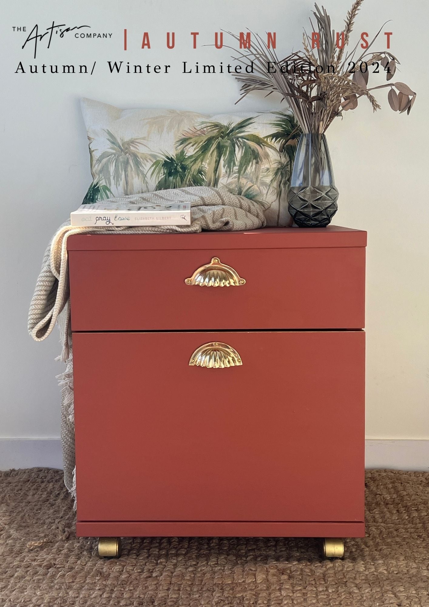 Filing cabinet upcycled with Autumn Rust Velvet Luxe – rustic terracotta tone