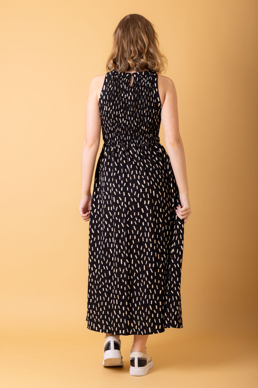 Amaya | Zippy Midi Dress Sprinkle Black