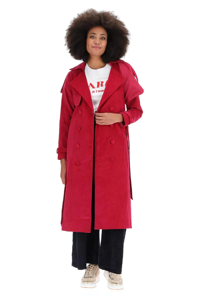 Charlo | Amara Cord Cotton Trench Pink