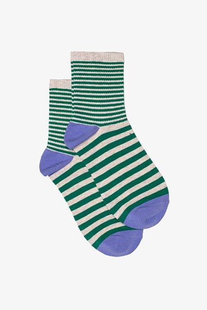 Antler - Jean sock | Green & Oat Stripe