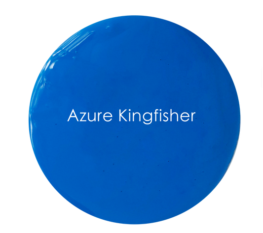 Azure Kingfisher chalk paint swatch – vibrant iridescent blue finish