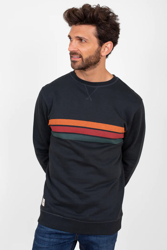 Brakeburn Mens Stripe Crew Sweater - Grey