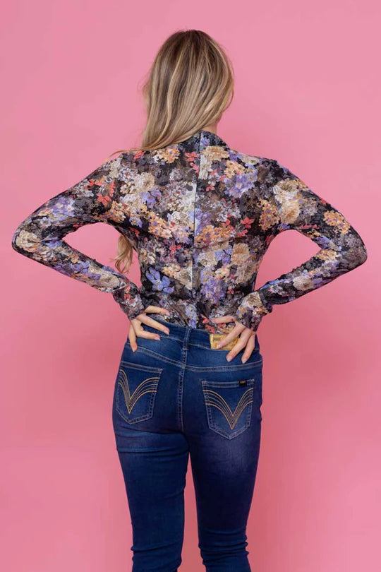 Augustine | Beau Lace Top Black Floral