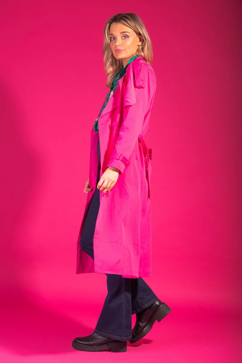 Charlo By Augustine | Lisa Cotton Trench Coat - Hot Pink