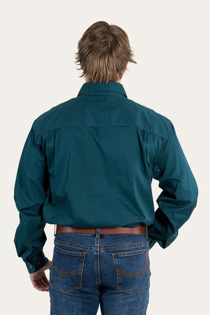 Ringers - King River Mens Half Button work shirt | Groundsheet Green