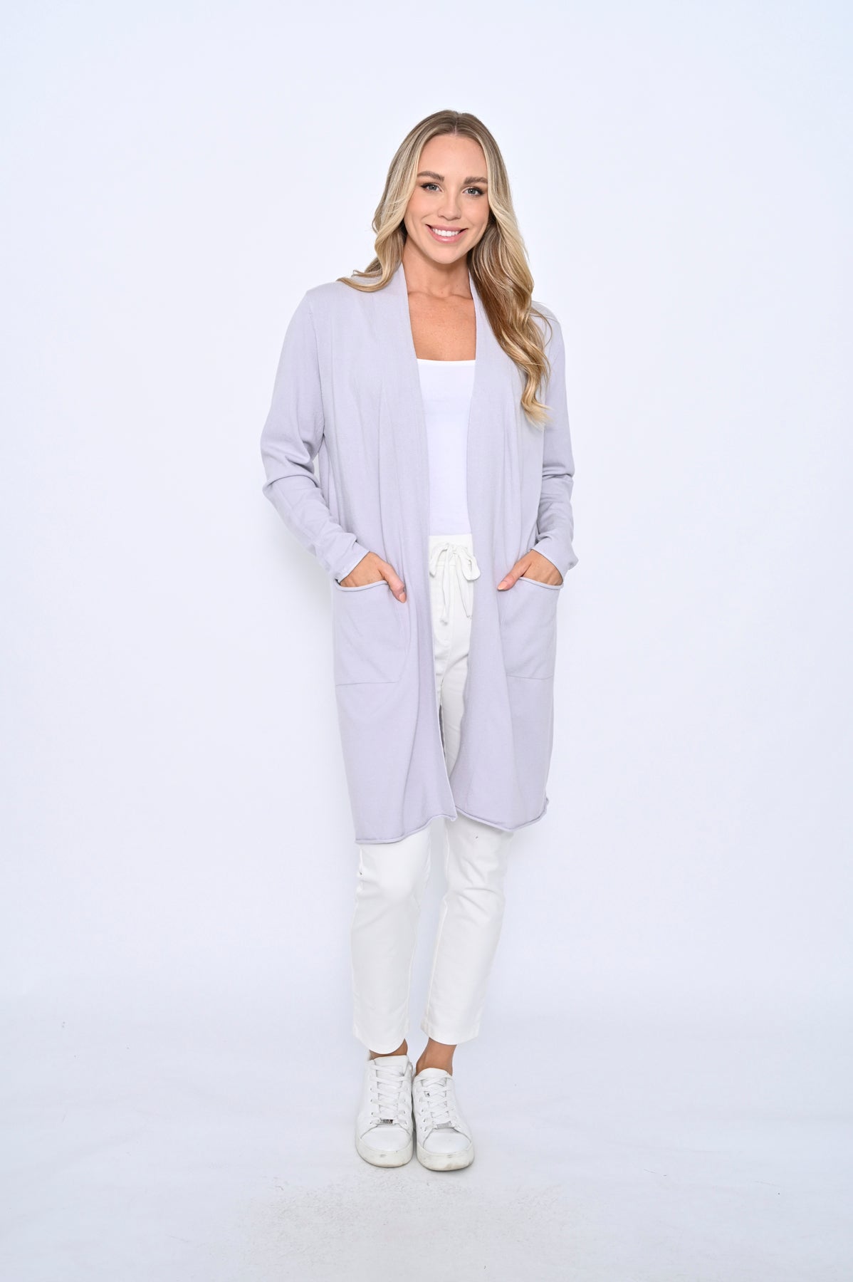 Cali & Co | Basic Long Cardigan - Light Lilac