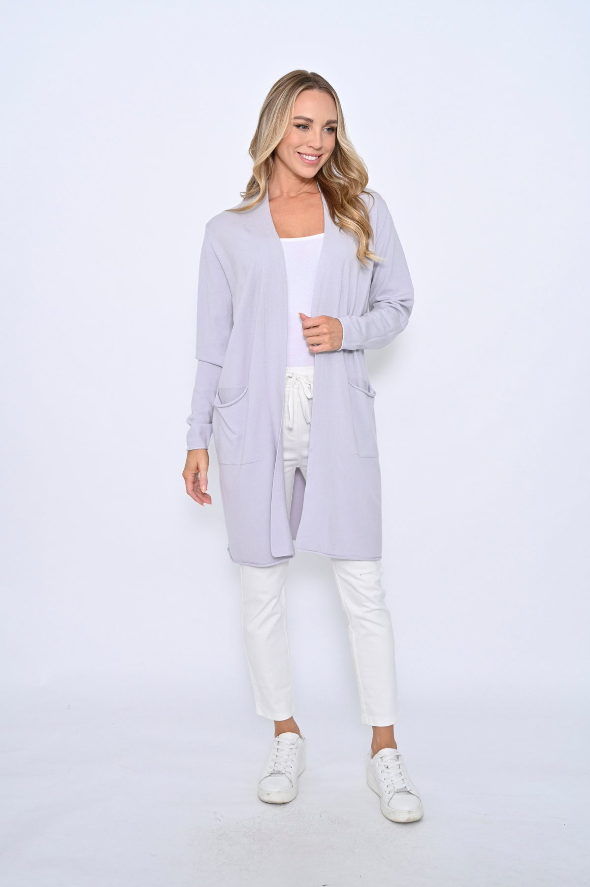 Cali & Co | Basic Long Cardigan - Light Lilac