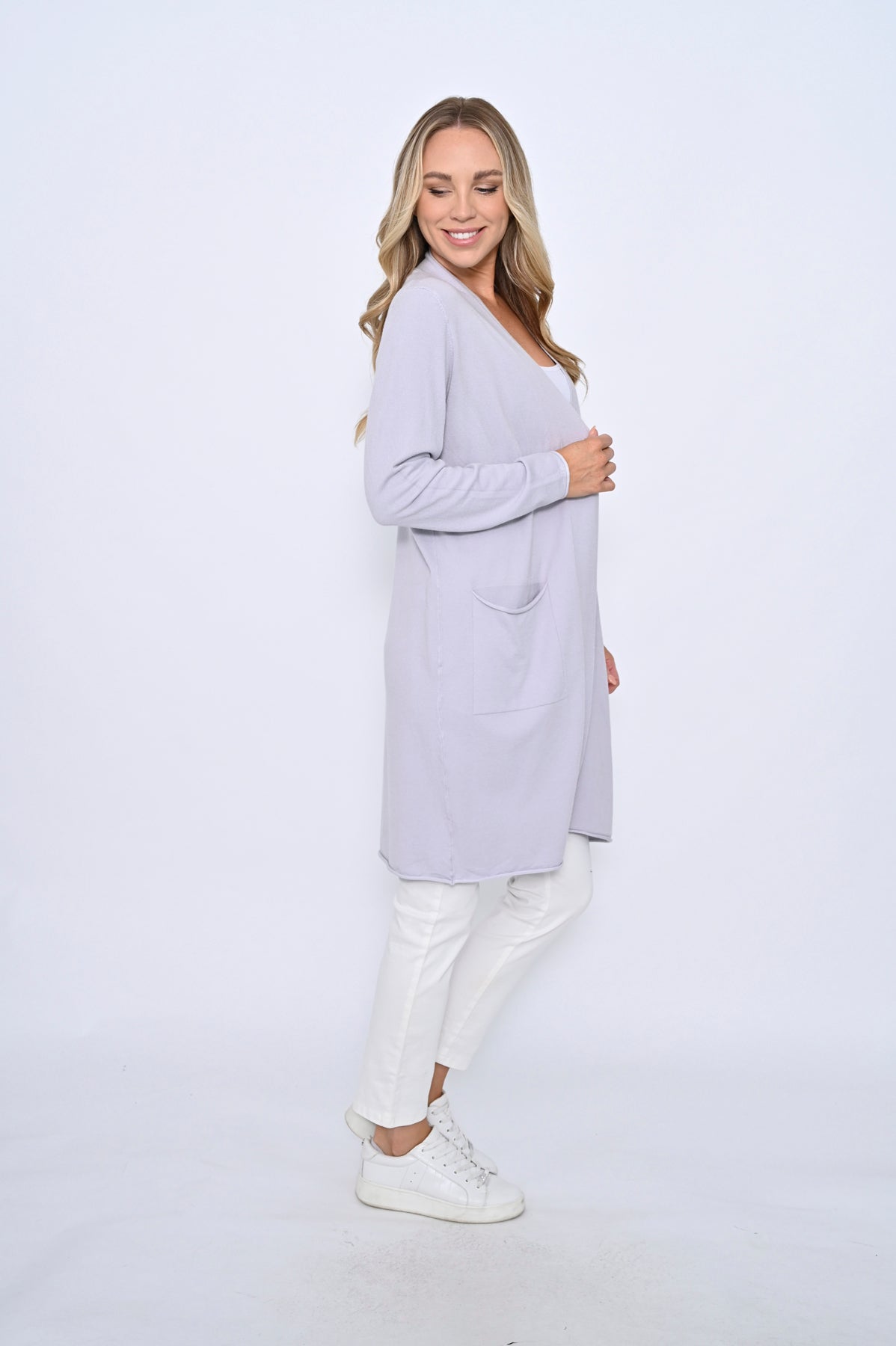 Cali & Co | Basic Long Cardigan - Light Lilac
