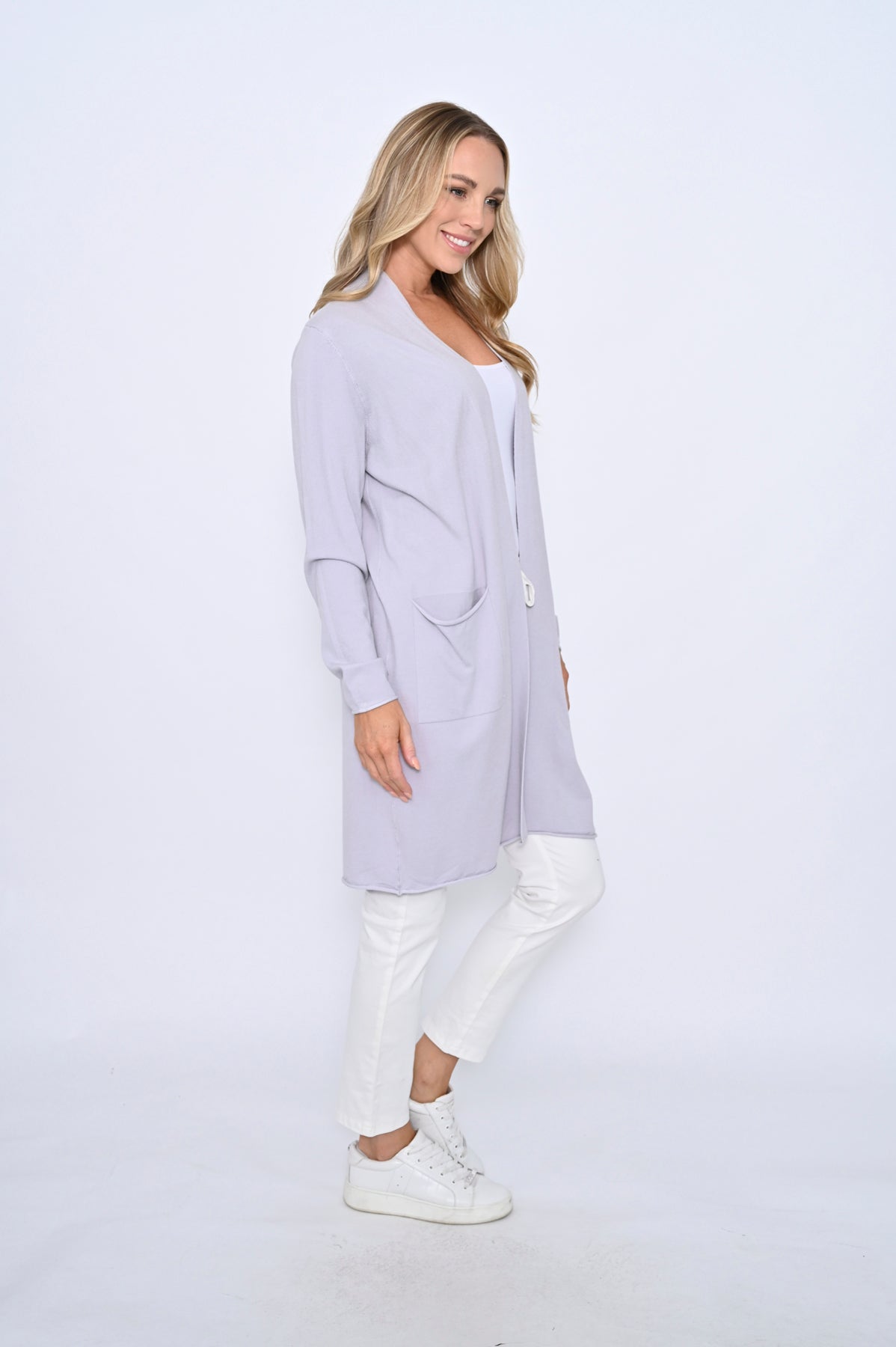 Cali & Co | Basic Long Cardigan - Light Lilac