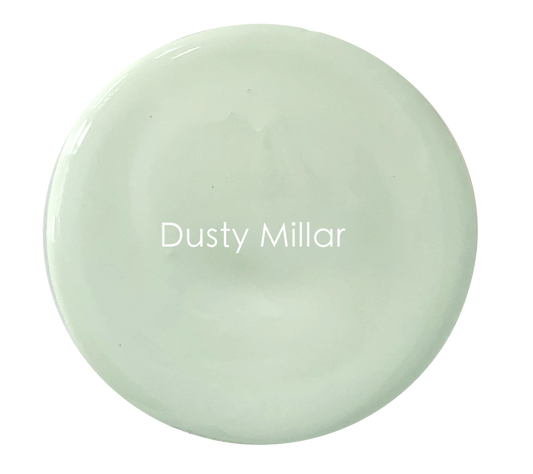 Matte chalk paint in silvery green-grey – Dusty Millar detail